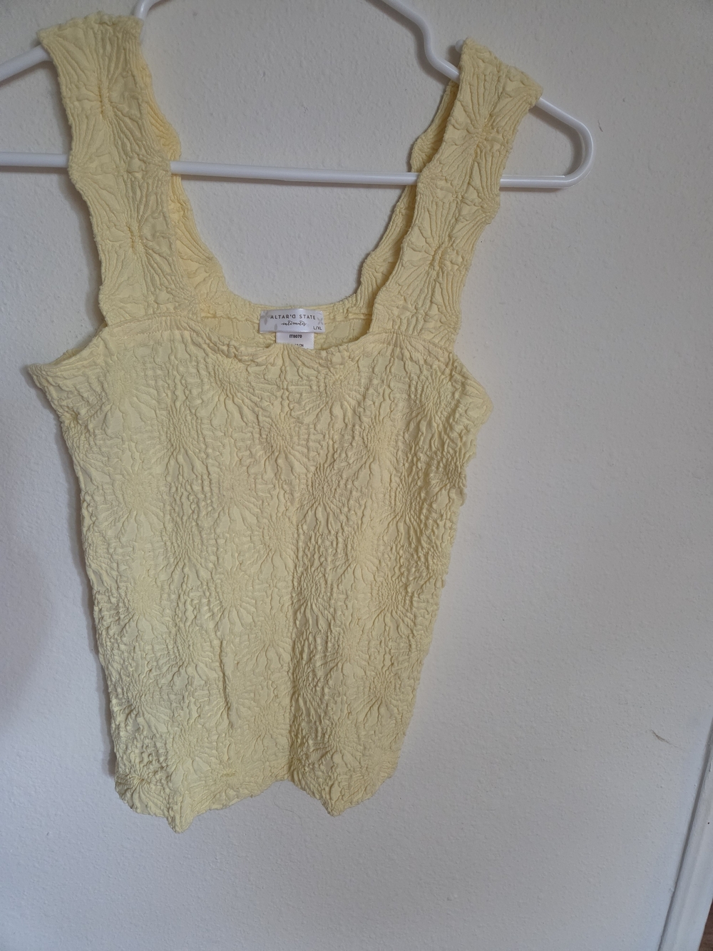 Altar'd State Pastel Yellow Textured Square-Neck Tank